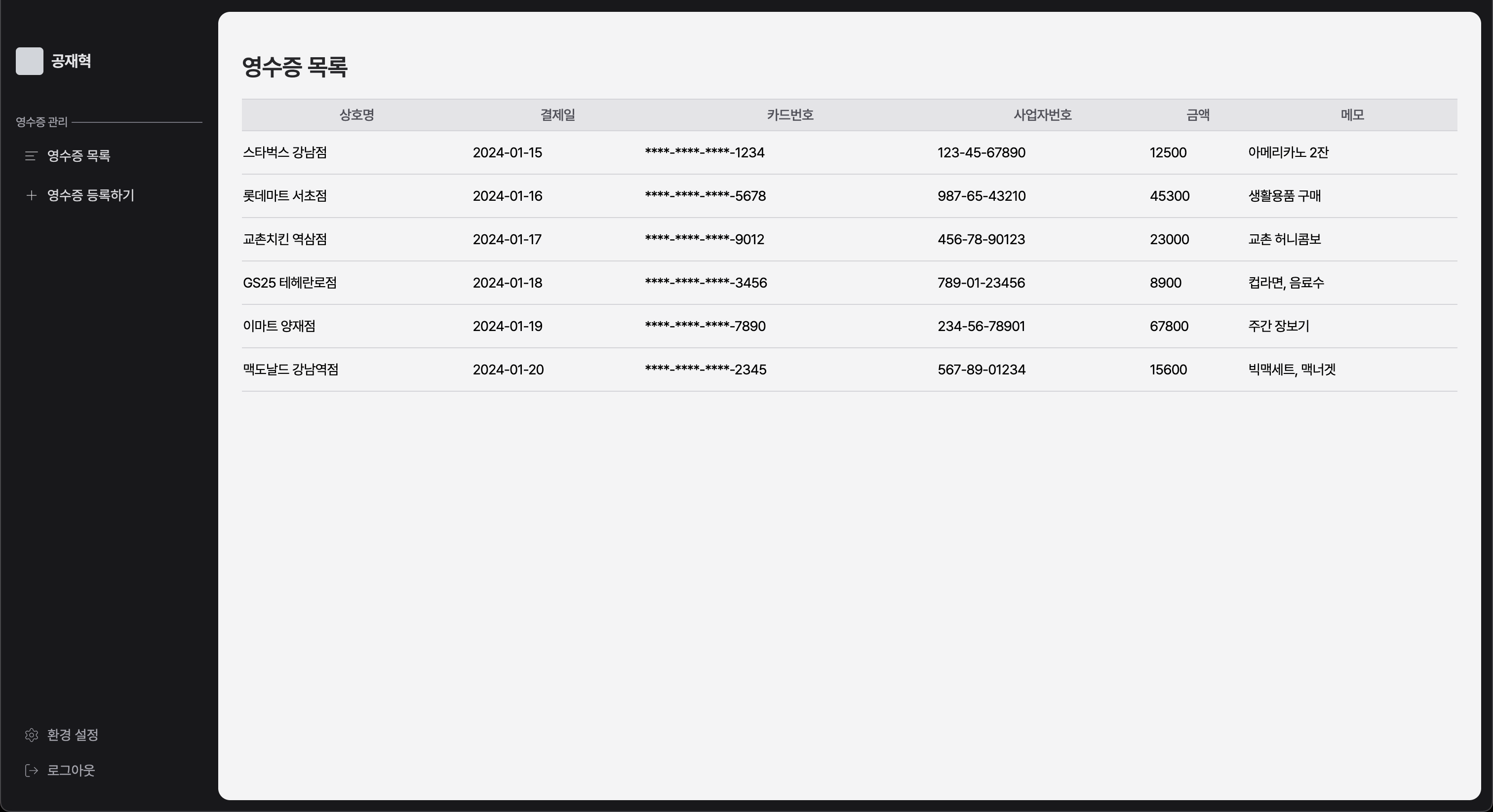 Receiptally Screenshot, shows a list of recommended posts